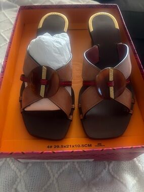 Tory Burch Artisanal Knot Heeled Mule Sandal 45MM